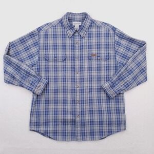 Carhartt Shirt Mens Large Blue Green Plaid Button Down Relaxed Work Outdoor